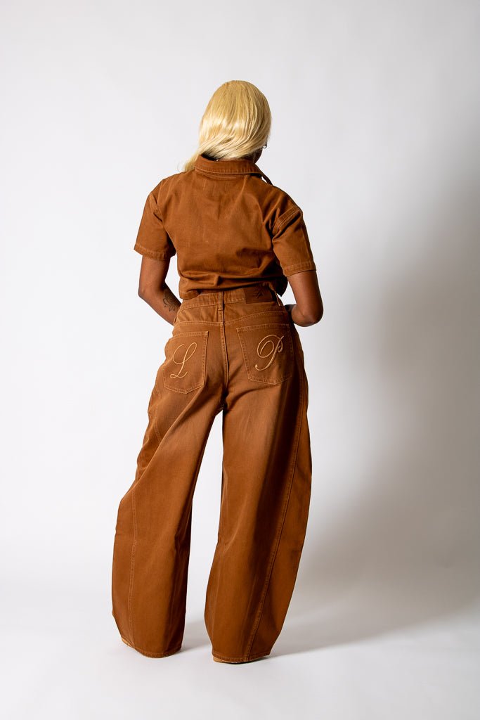 Washed Chocolate Baggy Horseshoe Jeans - Liquor n Poker