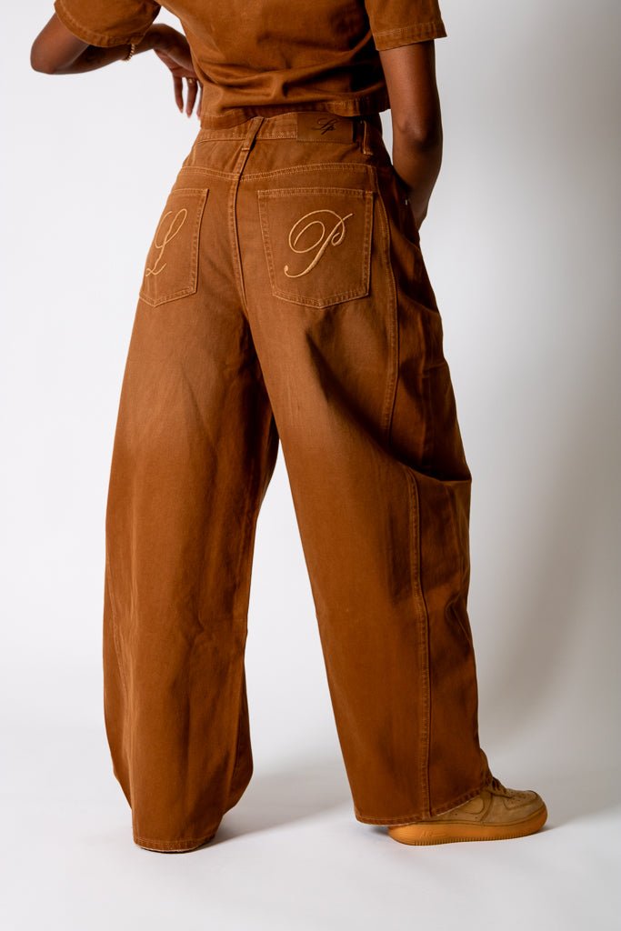 Washed Chocolate Baggy Horseshoe Jeans - Liquor n Poker