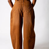 Washed Chocolate Baggy Horseshoe Jeans - Liquor n Poker