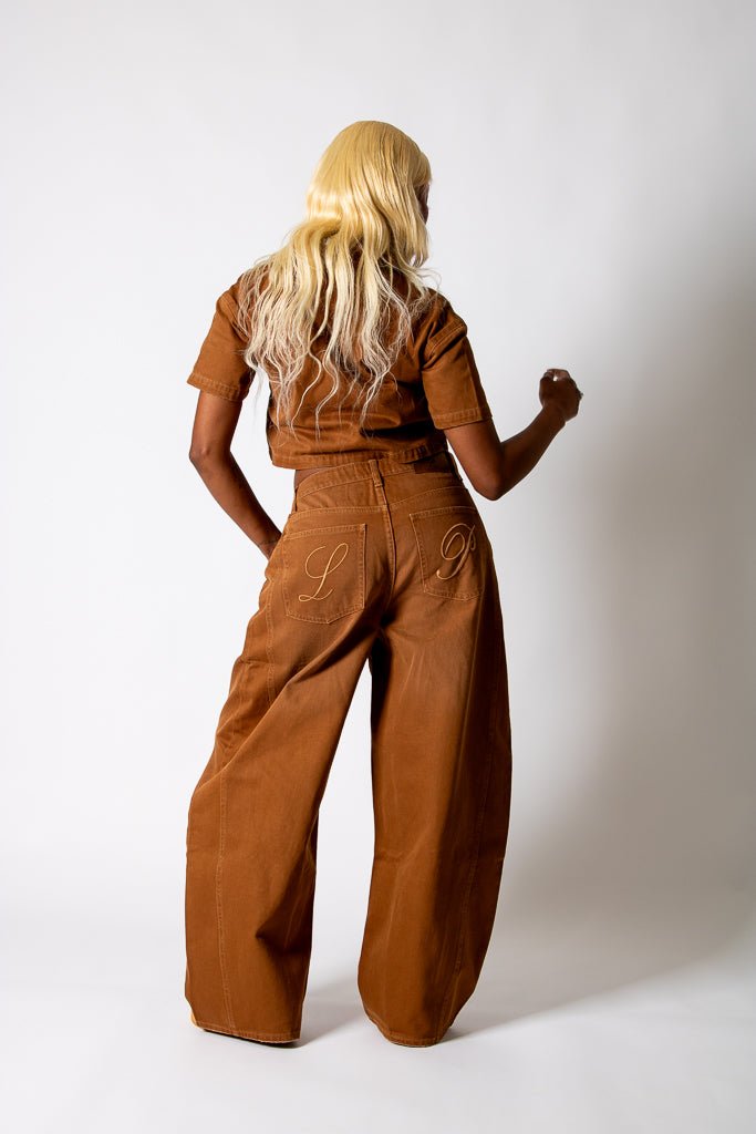 Washed Chocolate Boxy Cropped Denim Shirt - Liquor n Poker