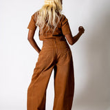 Washed Chocolate Boxy Cropped Denim Shirt - Liquor n Poker
