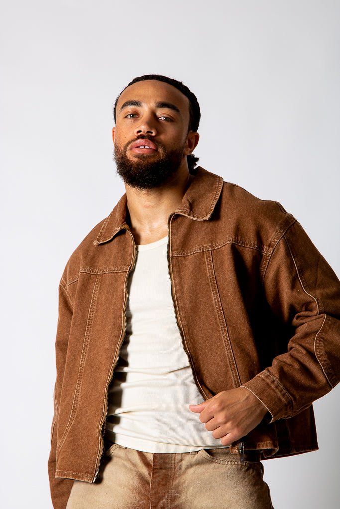 Washed Chocolate Seam Detail Denim Jacket - Liquor n Poker