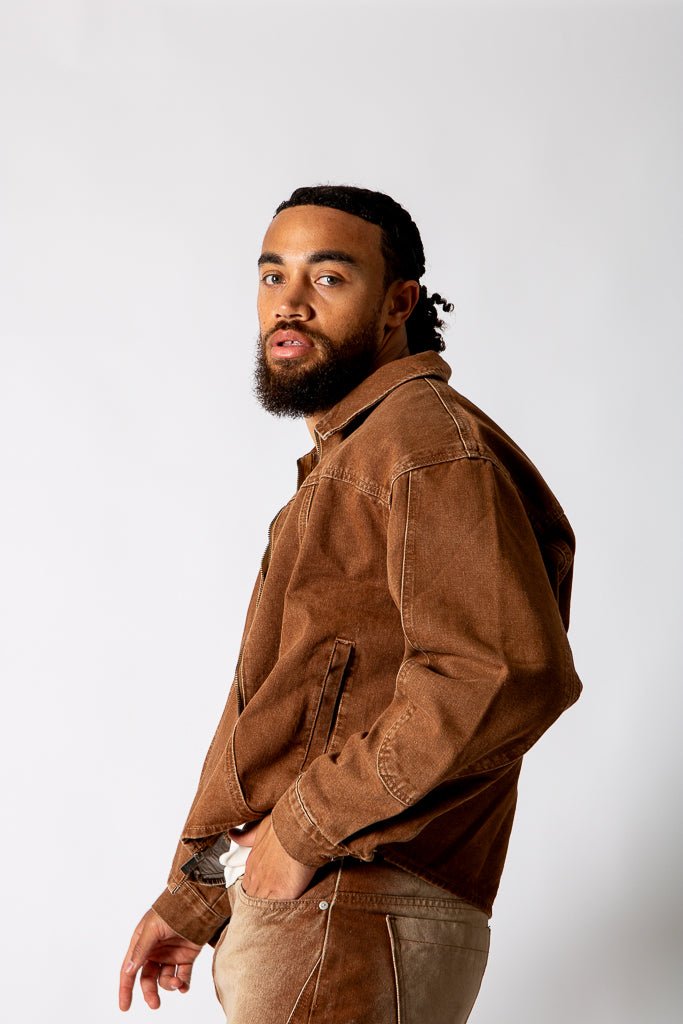 Washed Chocolate Seam Detail Denim Jacket - Liquor n Poker