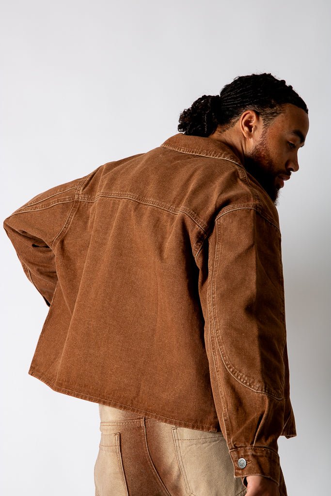 Washed Chocolate Seam Detail Denim Jacket - Liquor n Poker
