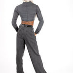 Washed Grey Rip & Repair Rapture Stitch Cropped Jacket - Liquor n Poker