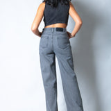 Washed Grey Stud Detail Mid Rise Straight Leg Jeans - Liquor n Poker