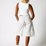 White Polka Dot Denim Jorts - Liquor n Poker