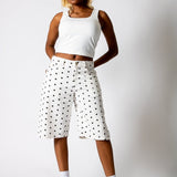 White Polka Dot Denim Jorts - Liquor n Poker