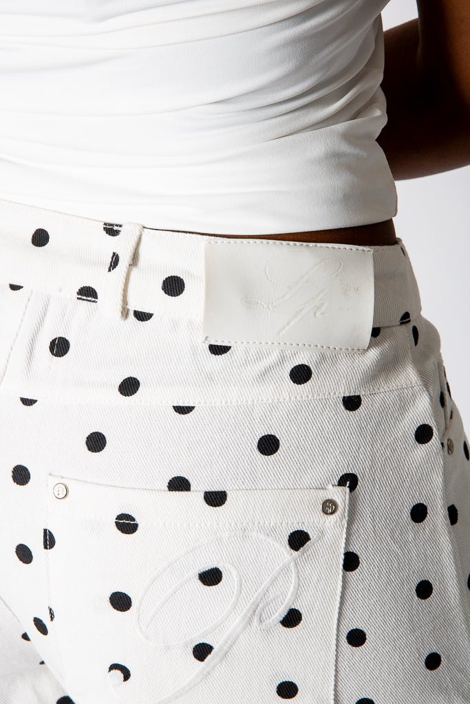 White Polka Dot Denim Jorts - Liquor n Poker