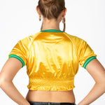 Yellow Ruched Varsity Cropped Tee - Liquor n Poker