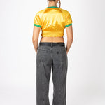 Yellow Ruched Varsity Cropped Tee - Liquor n Poker