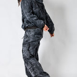 Zane Baggy Printed Tree Camo Cargo Jeans In Acid Tonal Black - Liquor n Poker