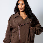 ZORA – Chocolate Brown Biker Jacket - Liquor n Poker