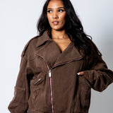 ZORA – Chocolate Brown Biker Jacket - Liquor n Poker