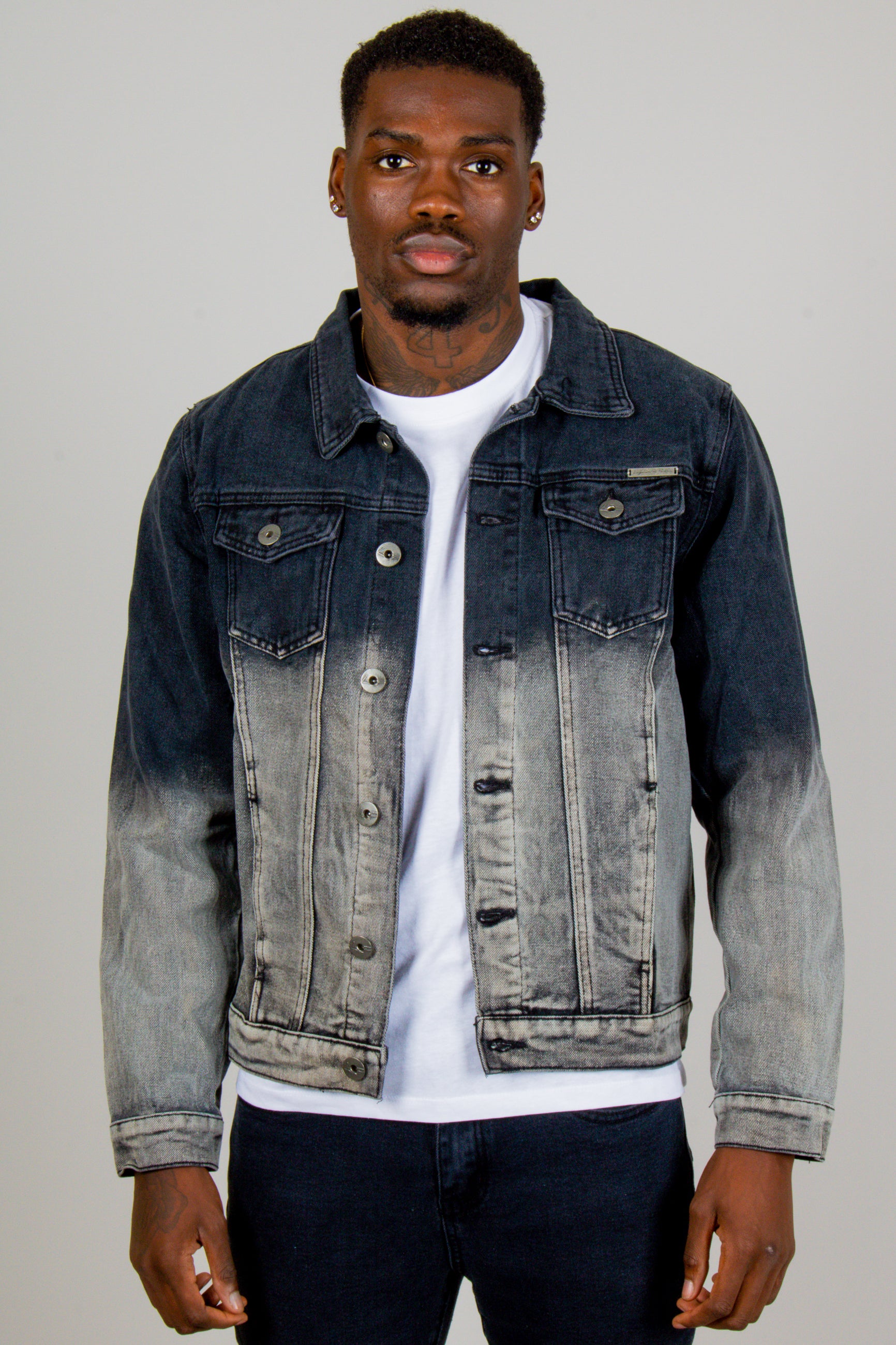 Norton Fitted Denim Jacket In Ombre Effect