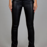 Fae Black Faux Leather Slit Trousers