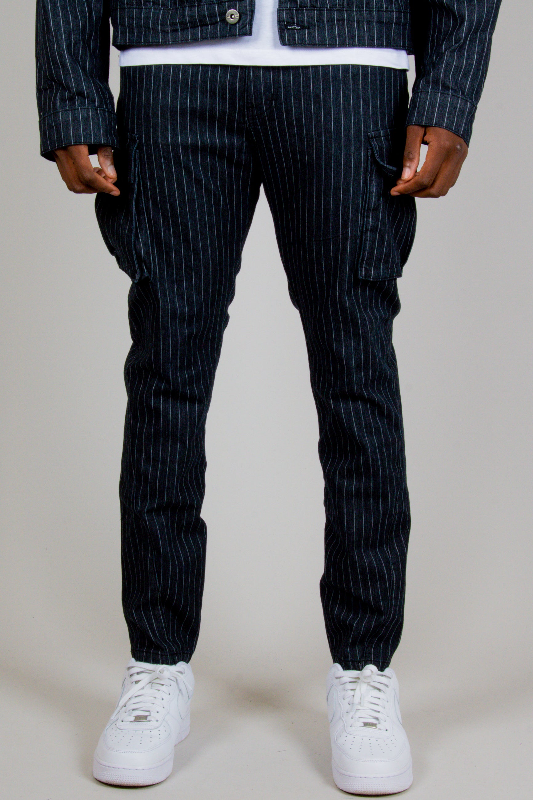 Faro Pinstripe Denim Cargo Pants