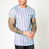 MUSCLE FIT T - SHIRT IN CANDY STRIPE LILAC AND LIME - Liquor N Poker LIQUOR N POKER