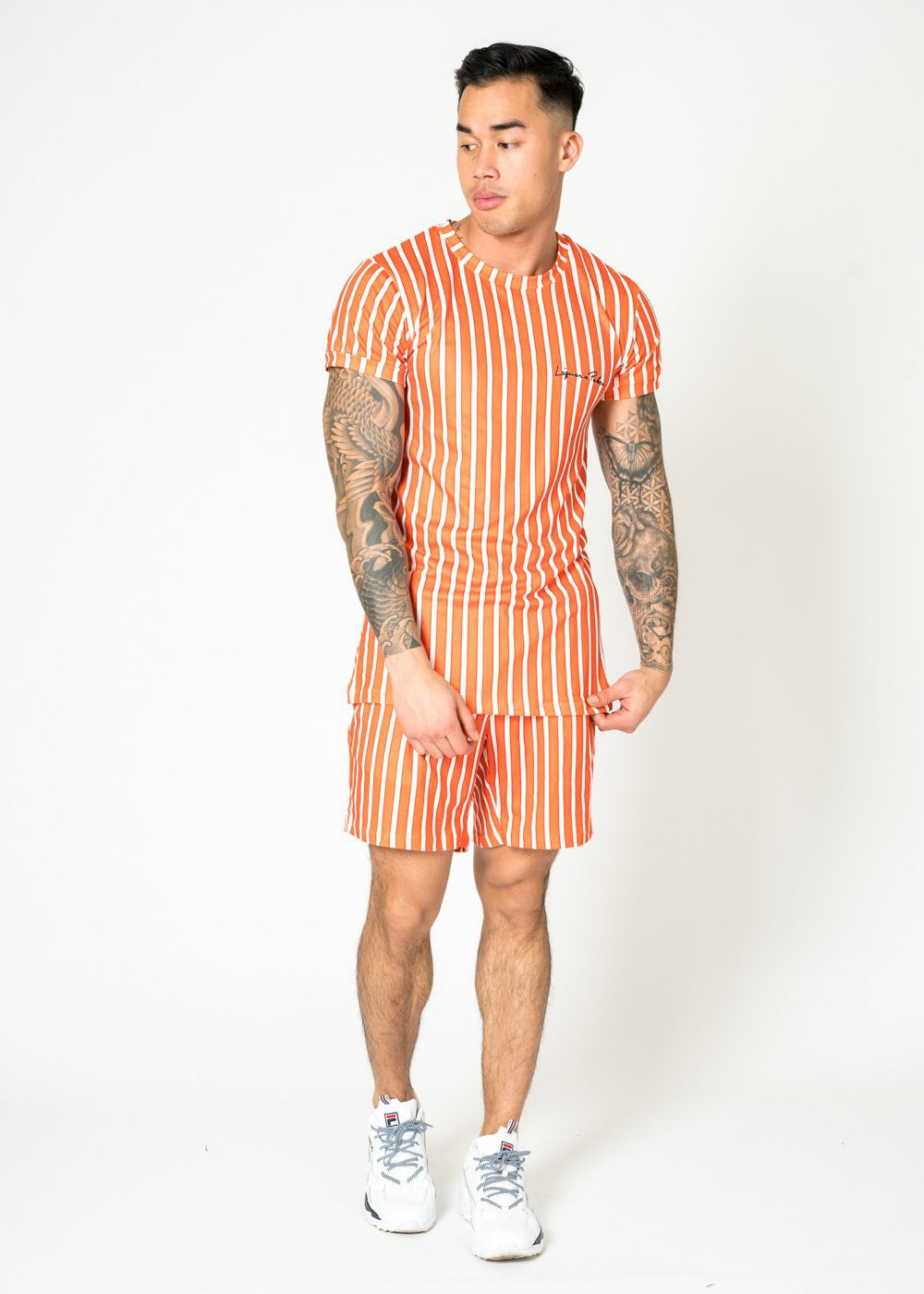 RELAXED FIT SHORTS IN RUST & WHITE - Liquor N Poker LIQUOR N POKER