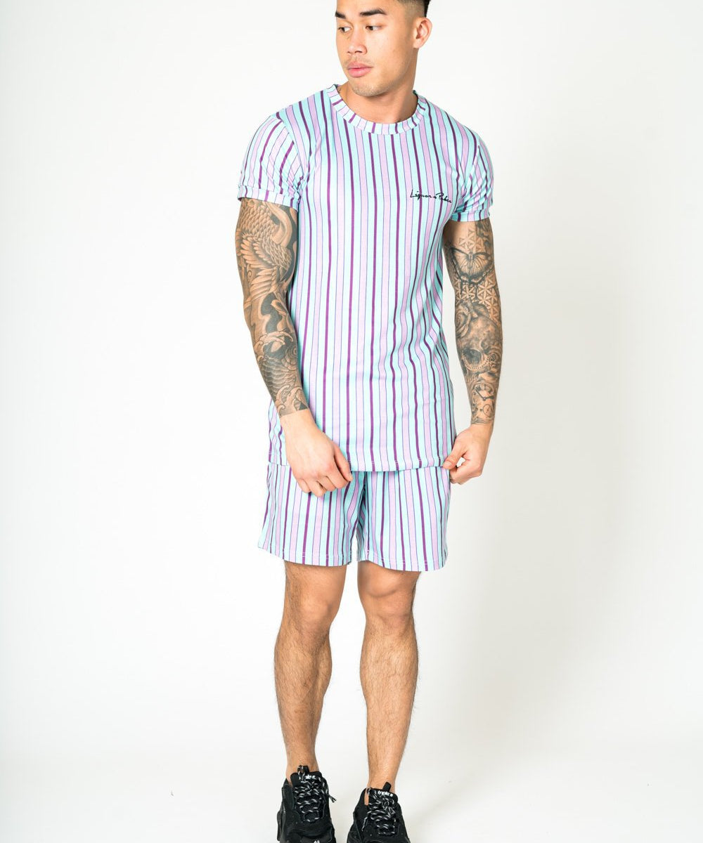 RELAXED FIT SHORTS IN LILAC AND LIME - Liquor N Poker LIQUOR N POKER