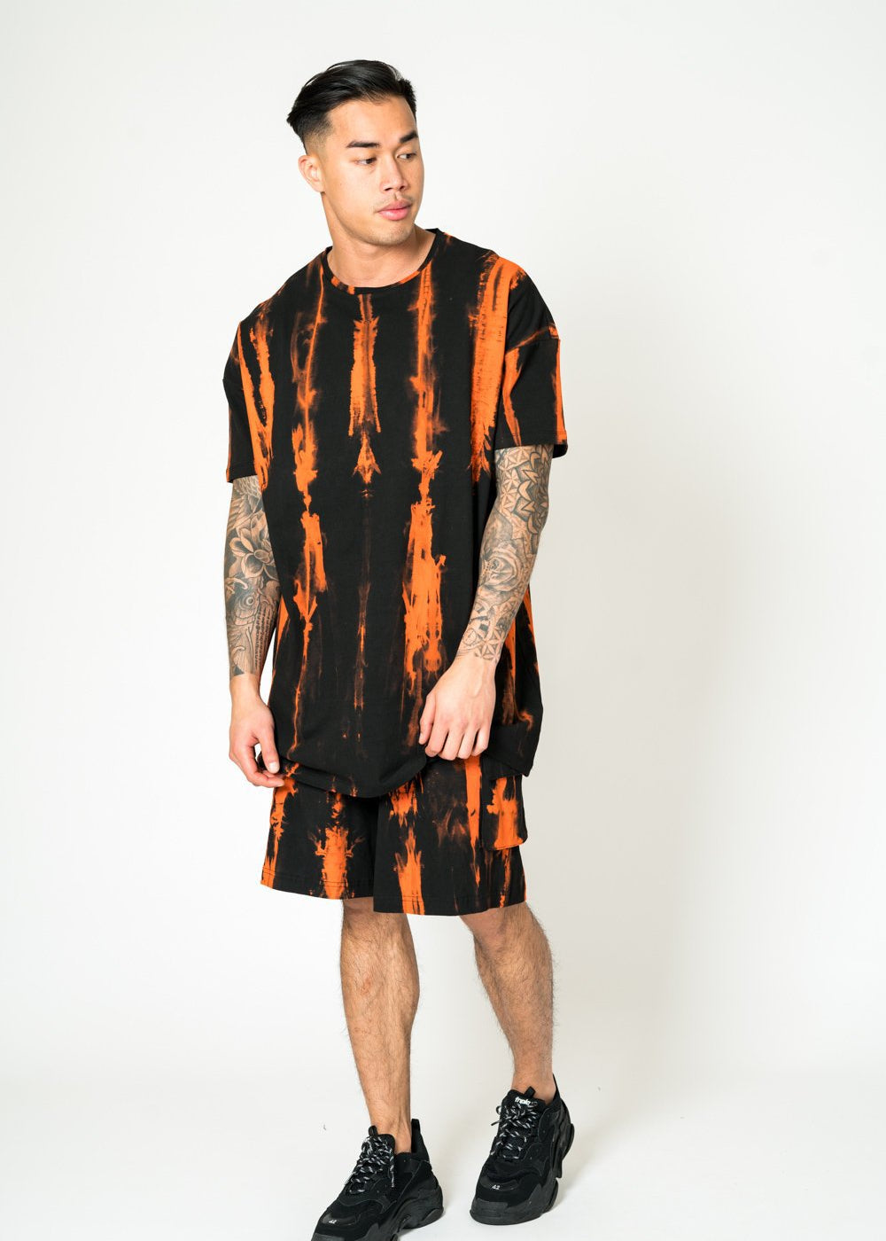 STRIPE TIE DIE LONG SHORT IN ORANGE - Liquor N Poker LIQUOR N POKER