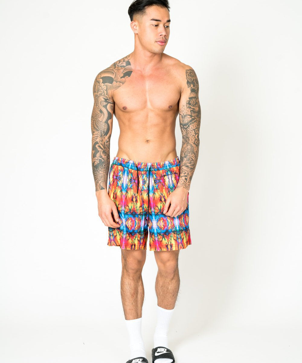 RELAXED FIT SHORTS IN MULTI COLOUR TYE DYE - Liquor N Poker LIQUOR N POKER
