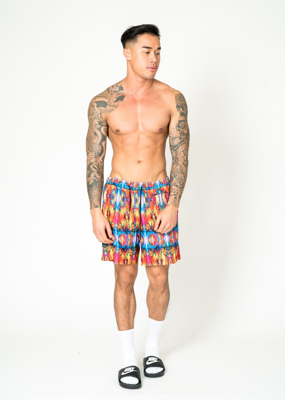 RELAXED FIT SHORTS IN MULTI COLOUR TYE DYE - Liquor N Poker LIQUOR N POKER