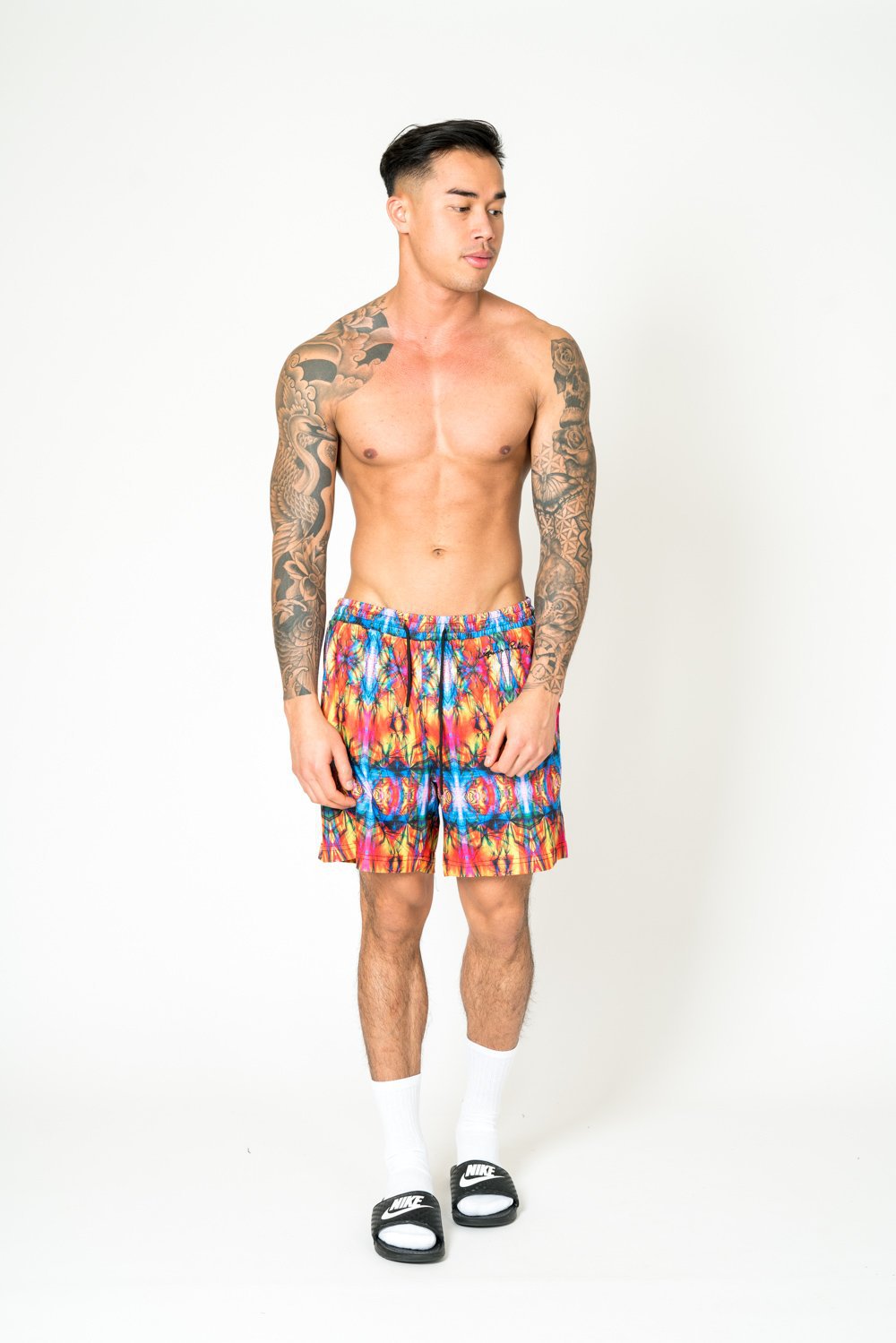 RELAXED FIT SHORTS IN MULTI COLOUR TYE DYE - Liquor N Poker LIQUOR N POKER