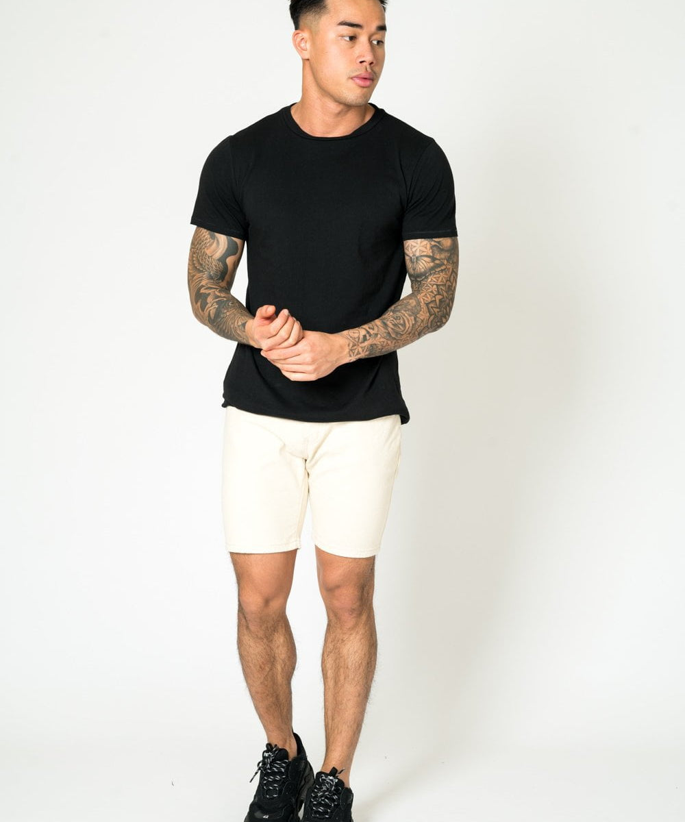 MIAMI RELAXED DENIM SHORTS IN ECRU - Liquor N Poker LIQUOR N POKER