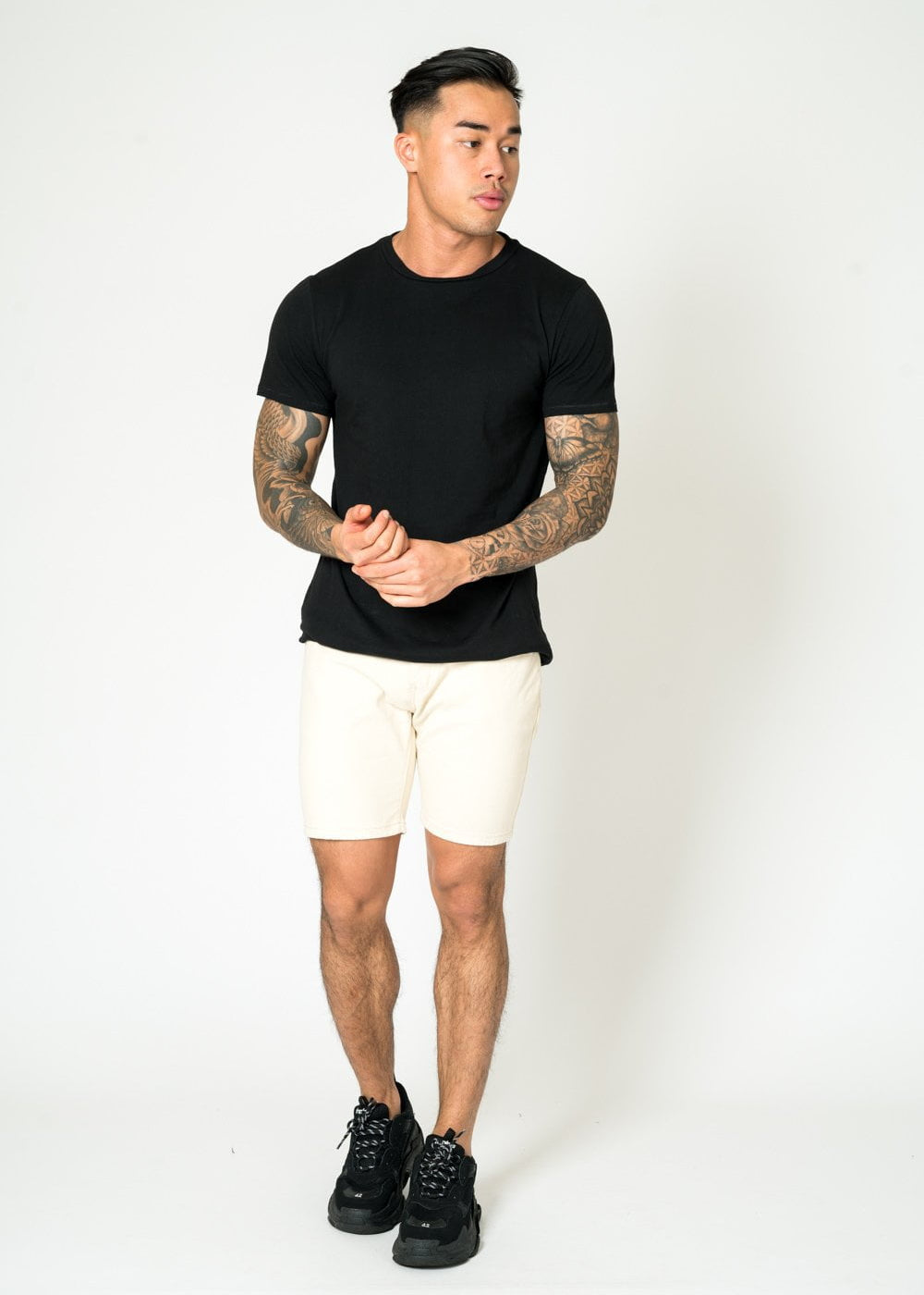 MIAMI RELAXED DENIM SHORTS IN ECRU - Liquor N Poker LIQUOR N POKER