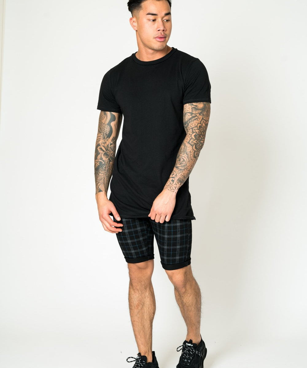 MIAMI TARTAN PRINT DENIM SHORTS - Liquor N Poker LIQUOR N POKER