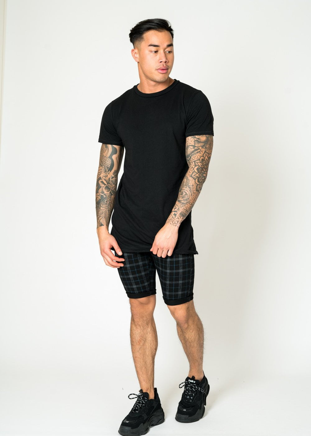MIAMI TARTAN PRINT DENIM SHORTS - Liquor N Poker LIQUOR N POKER