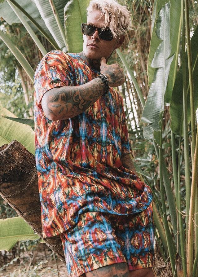 UBUNTU OVERSIZED T SHIRT IN RETRO KALEIDOSCOPE PRINT - Liquor N Poker LIQUOR N POKER
