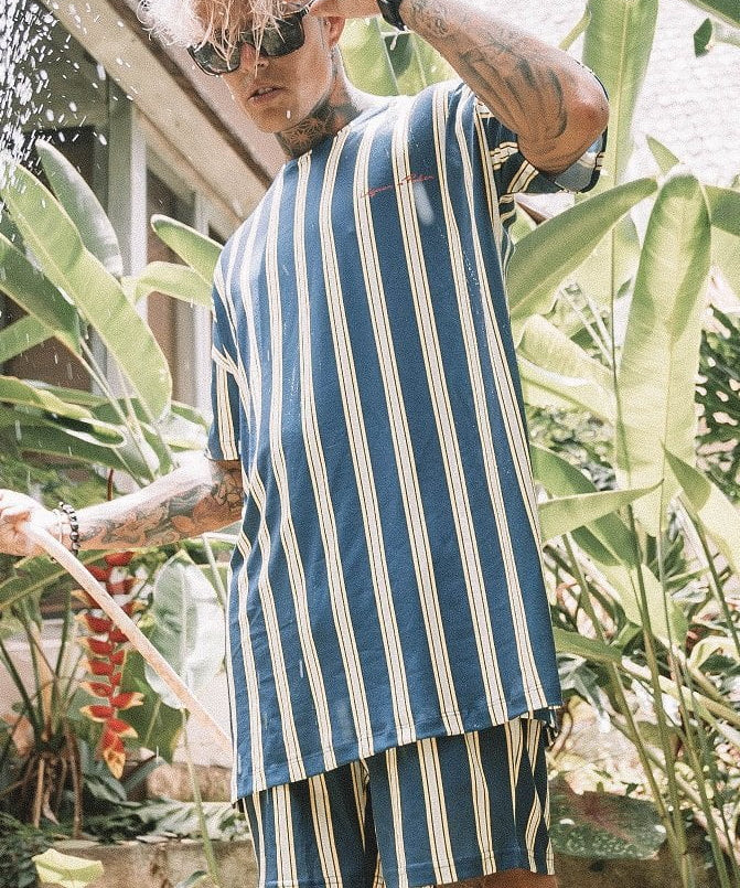 RELAXED FIT SHORTS IN BLUE AND YELLOW - Liquor N Poker LIQUOR N POKER