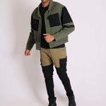 Faro oversized contrast utility denim jacket in black and khaki - Liquor N Poker LIQUOR N POKER