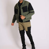 Faro oversized contrast utility denim jacket in black and khaki - Liquor N Poker LIQUOR N POKER