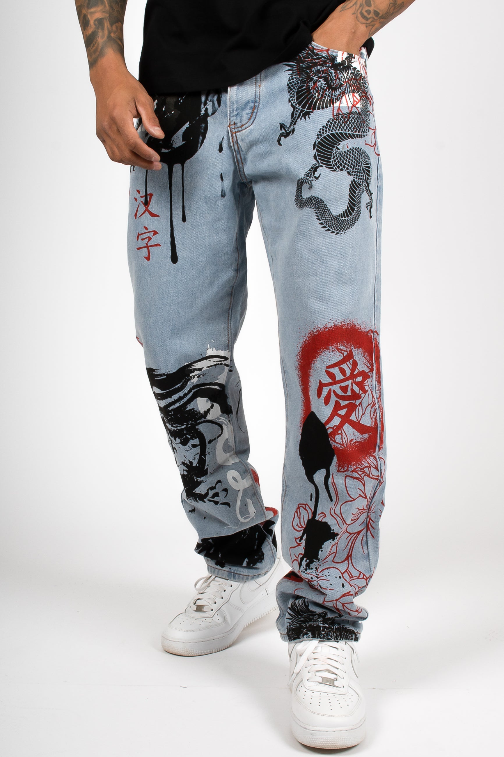 Graffiti Dragon Denim Jeans