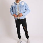 Faro oversized denim jacket in vintage stonewash with distressing - Liquor N Poker LIQUOR N POKER