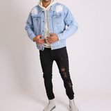 Faro oversized denim jacket in vintage stonewash with distressing - Liquor N Poker LIQUOR N POKER
