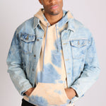 Head in the clouds denim jacket with cloudy bleach wash - Liquor N Poker LIQUOR N POKER