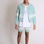 Liquor n Poker slim fit denim shorts in sage tie dye - Liquor N Poker LIQUOR N POKER