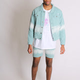Liquor n Poker slim fit denim shorts in sage tie dye - Liquor N Poker LIQUOR N POKER