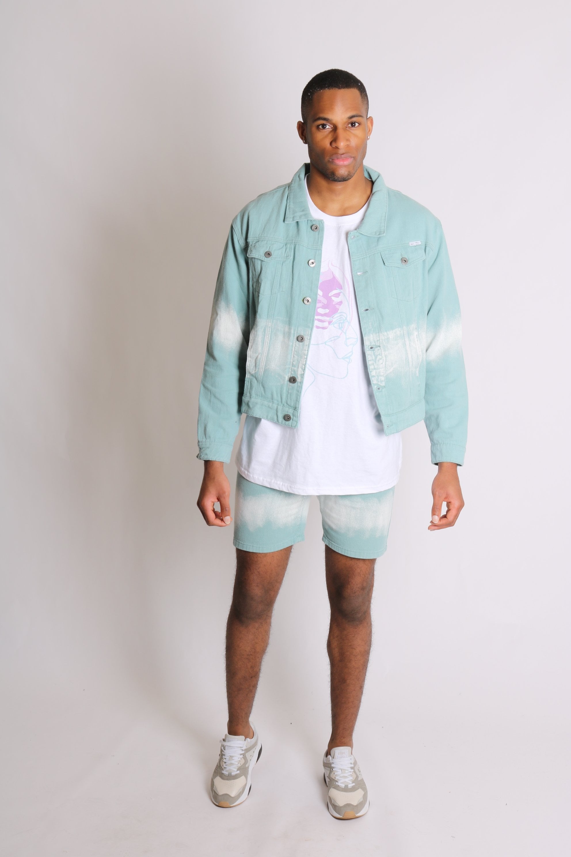 Liquor n Poker slim fit denim shorts in sage tie dye - Liquor N Poker LIQUOR N POKER