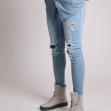 Liquor n Poker skinny jeans with rip and repair tartan detail - Liquor N Poker LIQUOR N POKER