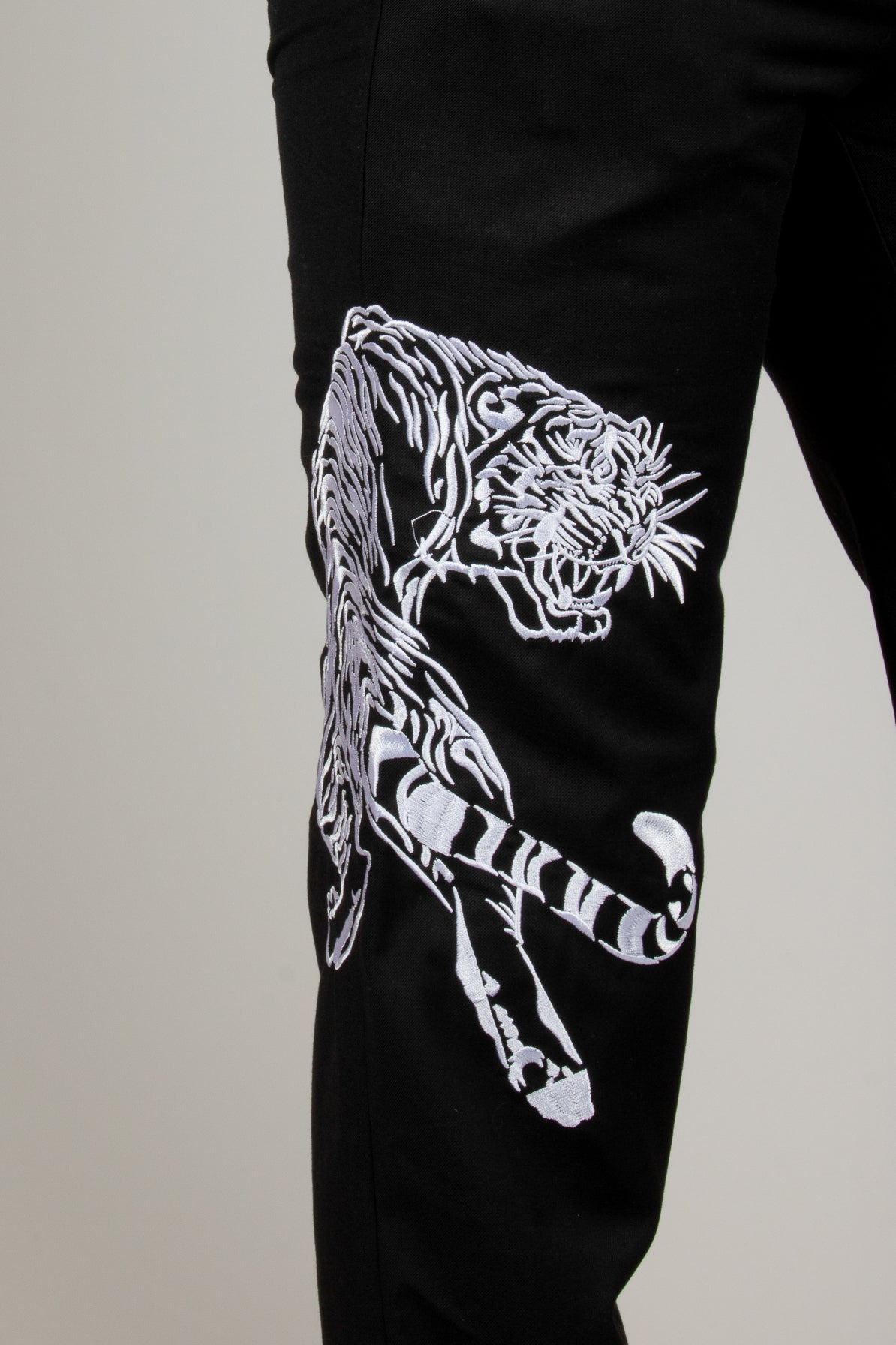 Tiger Print Relaxed Suit Trousers In Black