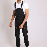 Louisiana Black Distressed Denim Dungarees - Liquor N Poker LIQUOR N POKER
