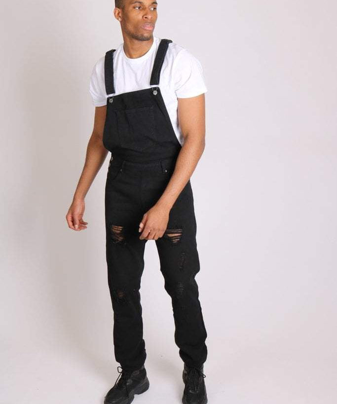 Louisiana Black Distressed Denim Dungarees - Liquor N Poker LIQUOR N POKER