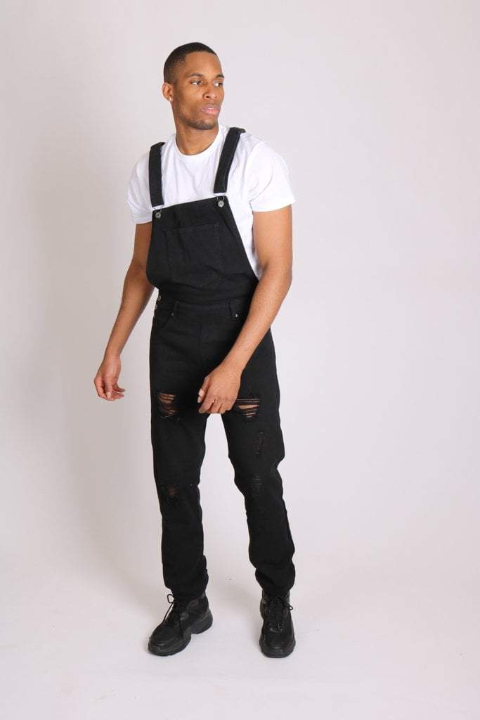 Louisiana Black Distressed Denim Dungarees - Liquor N Poker LIQUOR N POKER