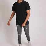 Logan stretch skinny jeans in washed black with distressing - Liquor N Poker LIQUOR N POKER