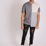 Bayside oversized t shirt in contrast grey patchwork - Liquor N Poker LIQUOR N POKER